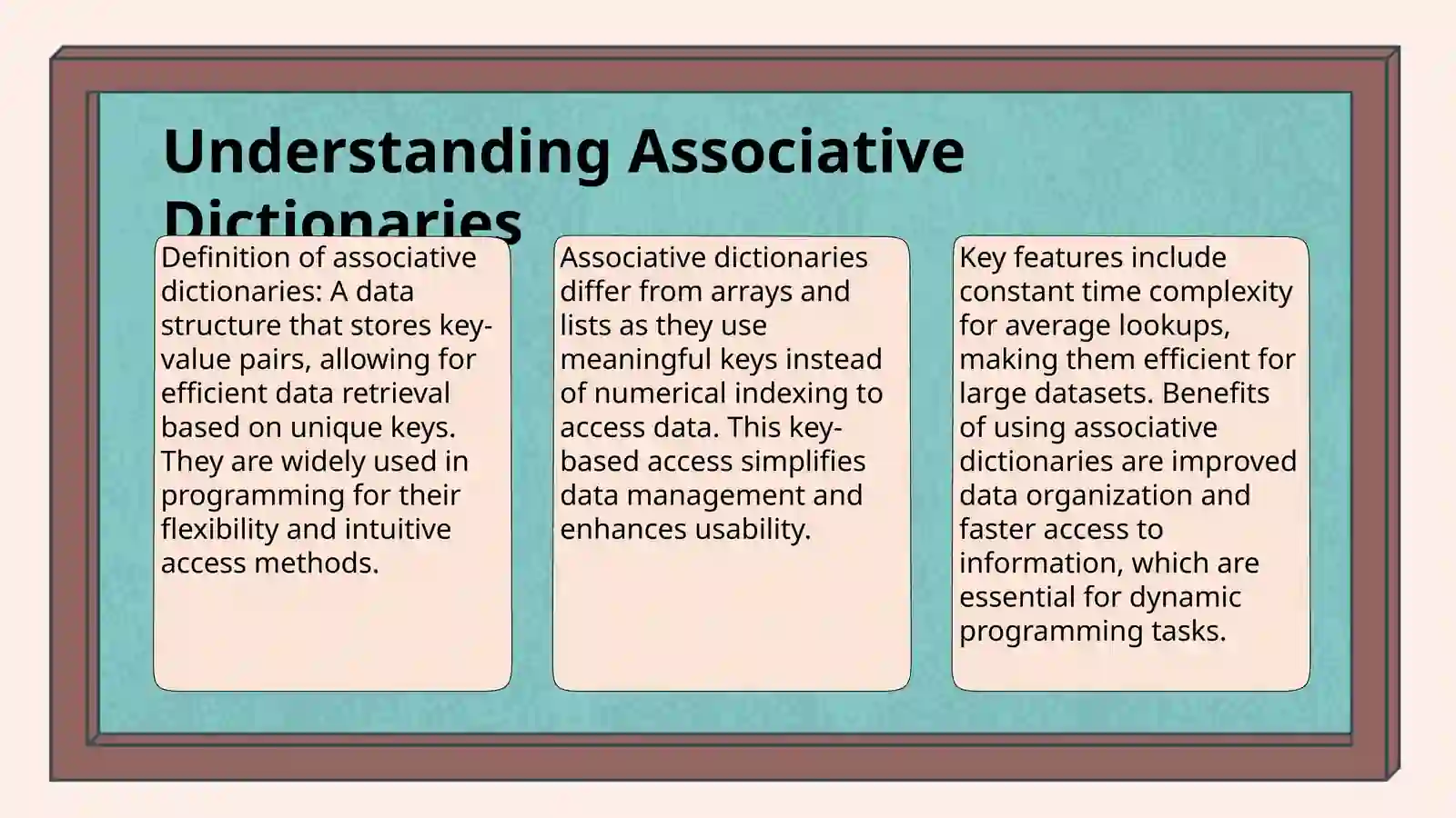 Associative dictionaries 3