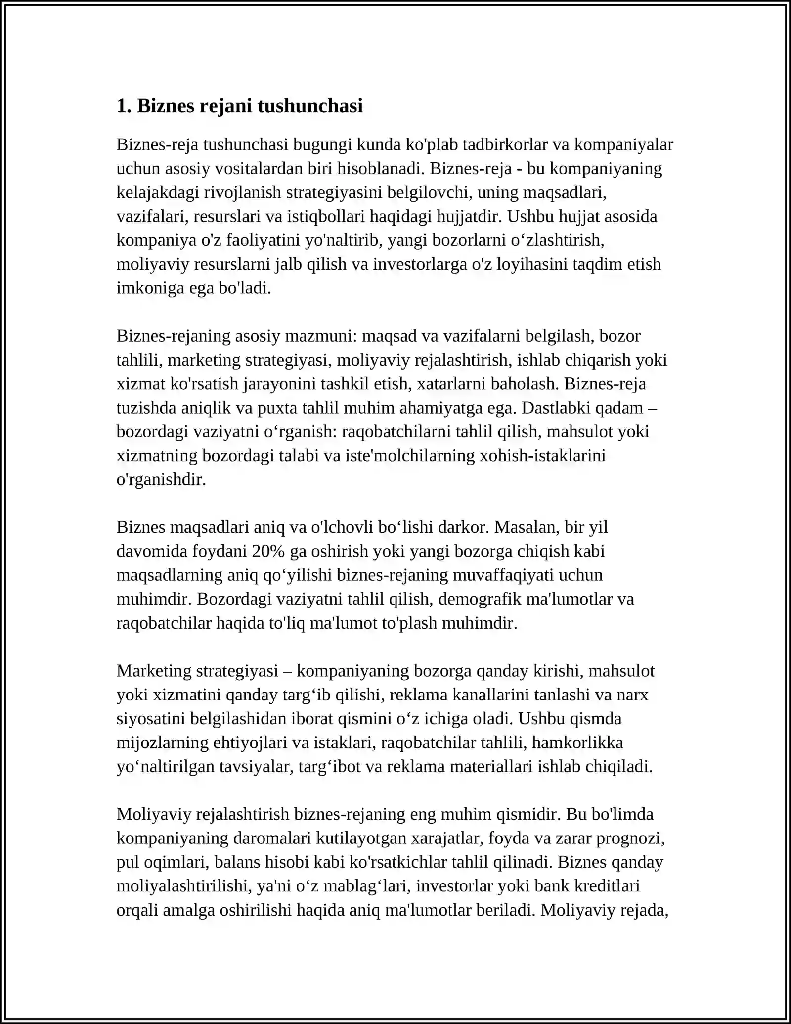 BIZNES REJA VA UNING MAZMUN MOHIYATI 3