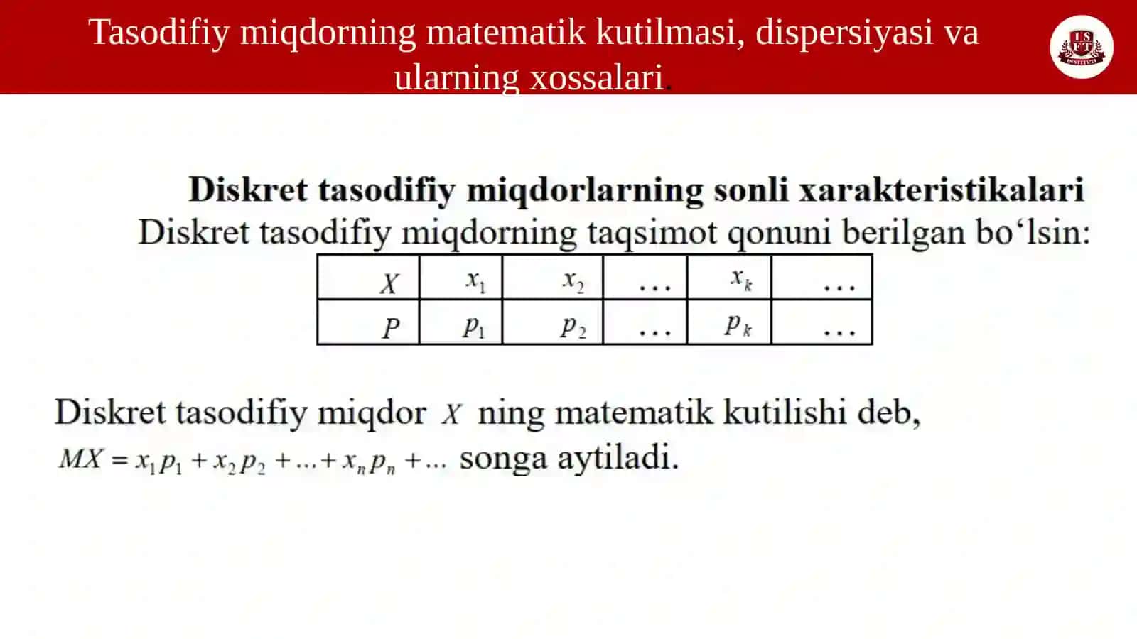 Tasodifiy miqdor va uning taqsimot funksiyasi 3