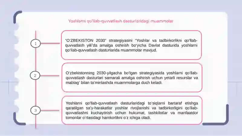 Yoshlar va biznesni qo'llab-quvvatlash masalalari 3
