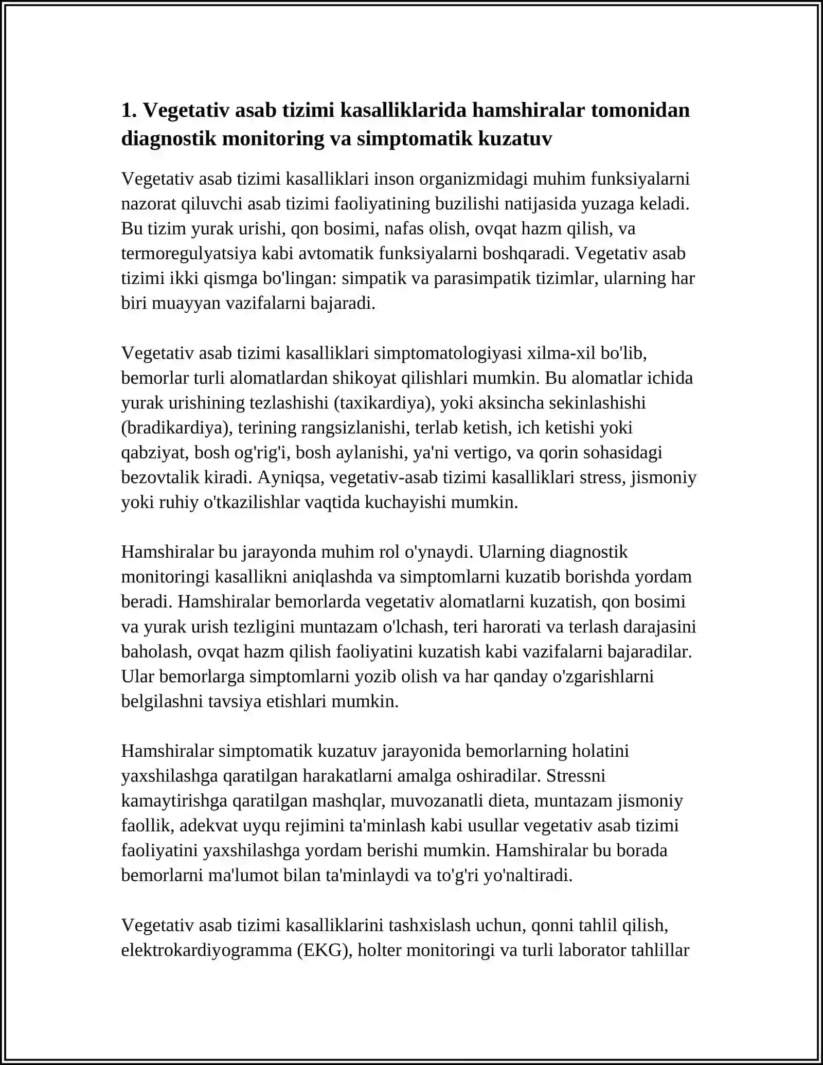 VEGETATIV ASAB TIZIMINING KASALLIKLARI ASAB TIZIMINING KASBGA ALOQADOR KASALLIKLARI VA ZAHARLANISH KASALLIKLARIDA HAMSHIRALIK ISHI 3