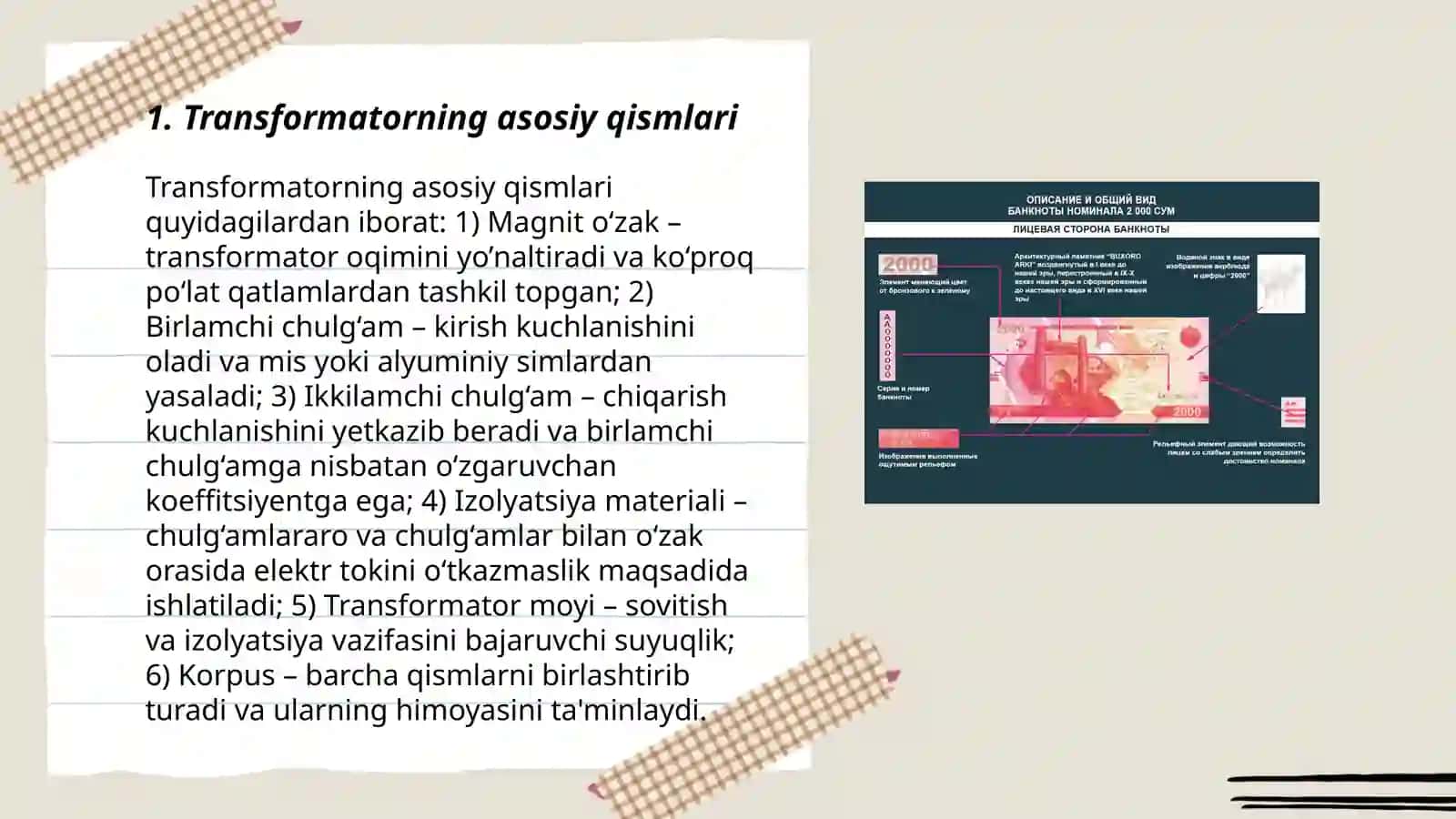 Bir fazali transfarmatorning tuzilishi va ishlash pirinsipini o'rganish 3