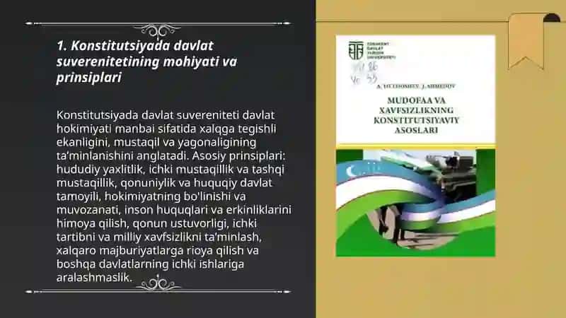 Davlat suvereniteti, tashqi siyosat, mudofaa va xavfsizlikning konstitutsiyaviy asoslari 3