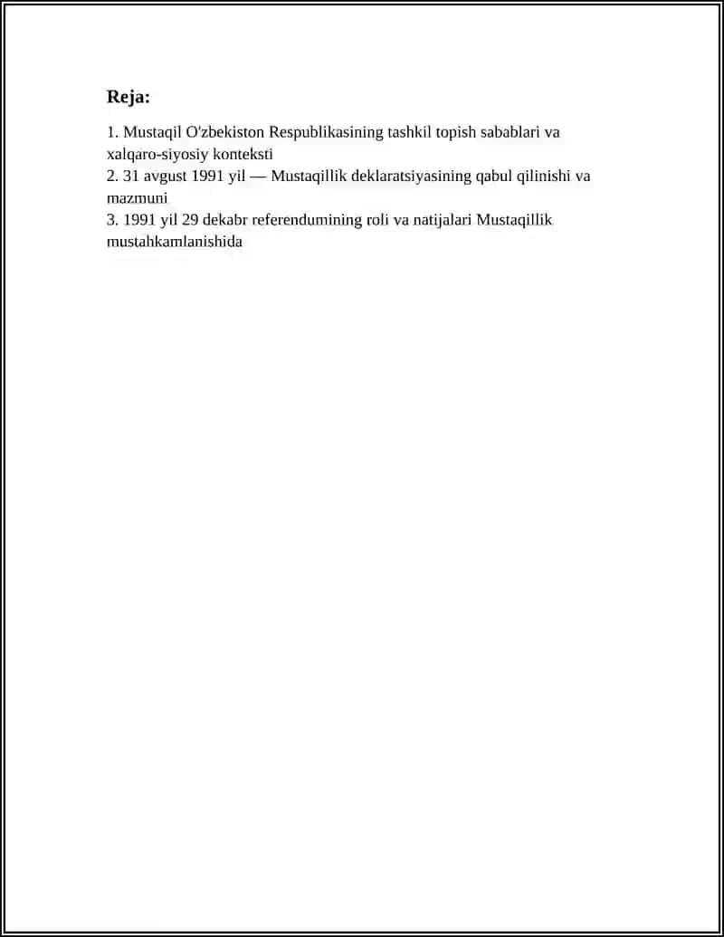 MUSTAQIL O'ZBEKISTON RESPUBLIKASINING TASHKIL TOPISHI VA TARIXIY AHAMIYATI 3