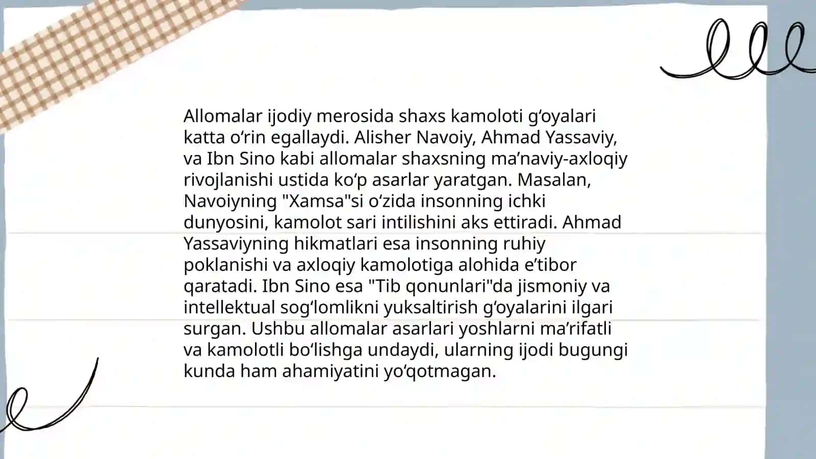Allomalar ijodida shaxs kamolatini shakllantirish g’oyalari Va mehnat ta’limi va tarbiyasida mutaffakirlar merosiga ilmiy Ijodiy yondashuv Rahmatova Gulasal Nasillo qizi 3