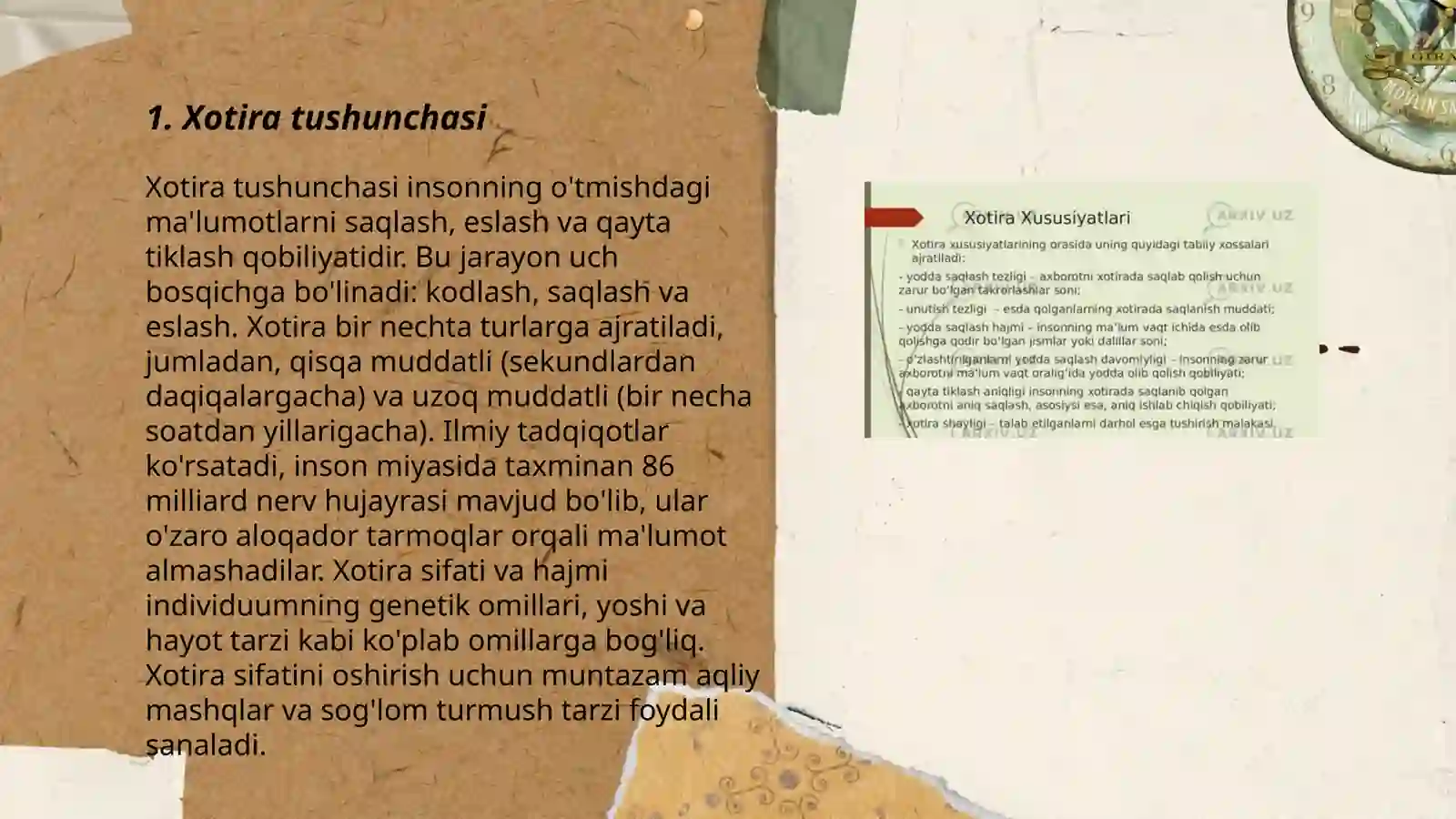 Xotira haqida tushuncha va uning nerv fiziologik asosi 3