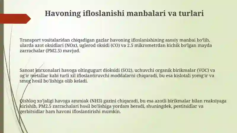 Havoning ifloslanishi va uni bartaraf qilish yoʻllari 3