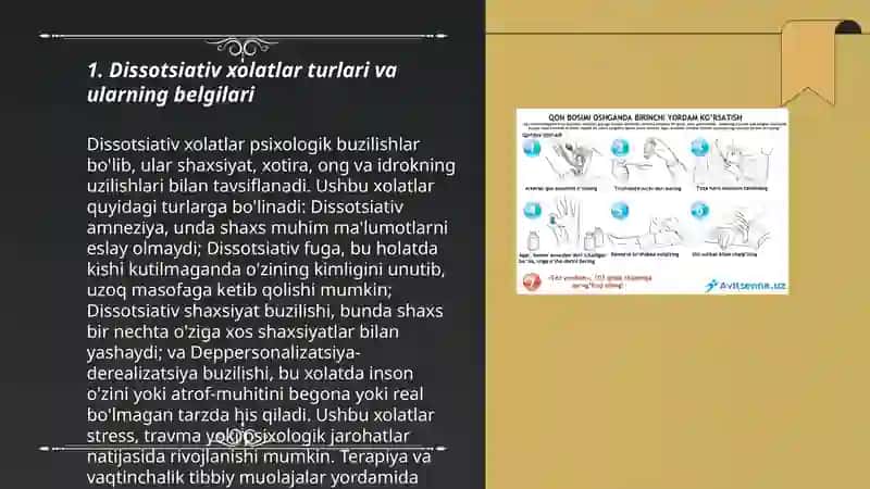 Dissotsiativ xolatlarni tashxislash tuzatish va oldini olish usullari 3