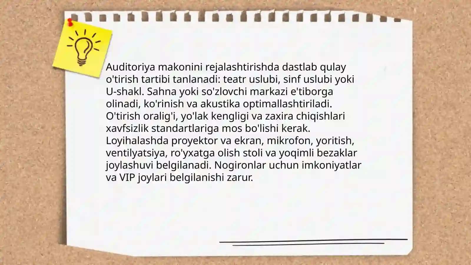 Ma'naviy-ma'rifiy tadbirni tashkil etish uchun auditoriyani jihozlash 3