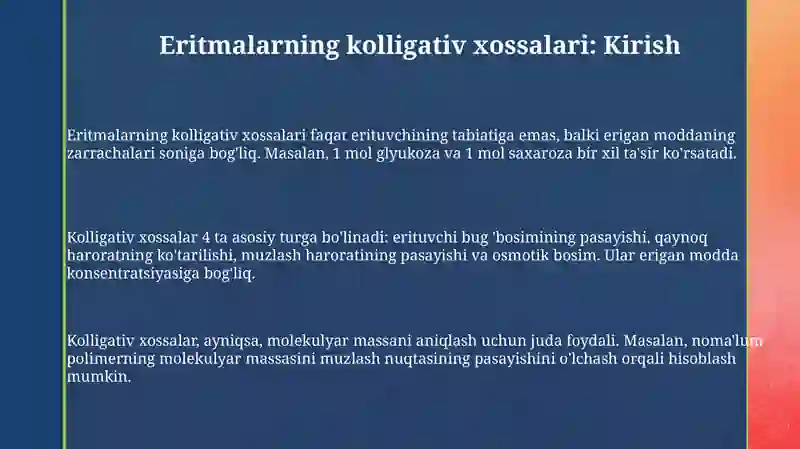 Eritmalarning kolligativ xossalari 3