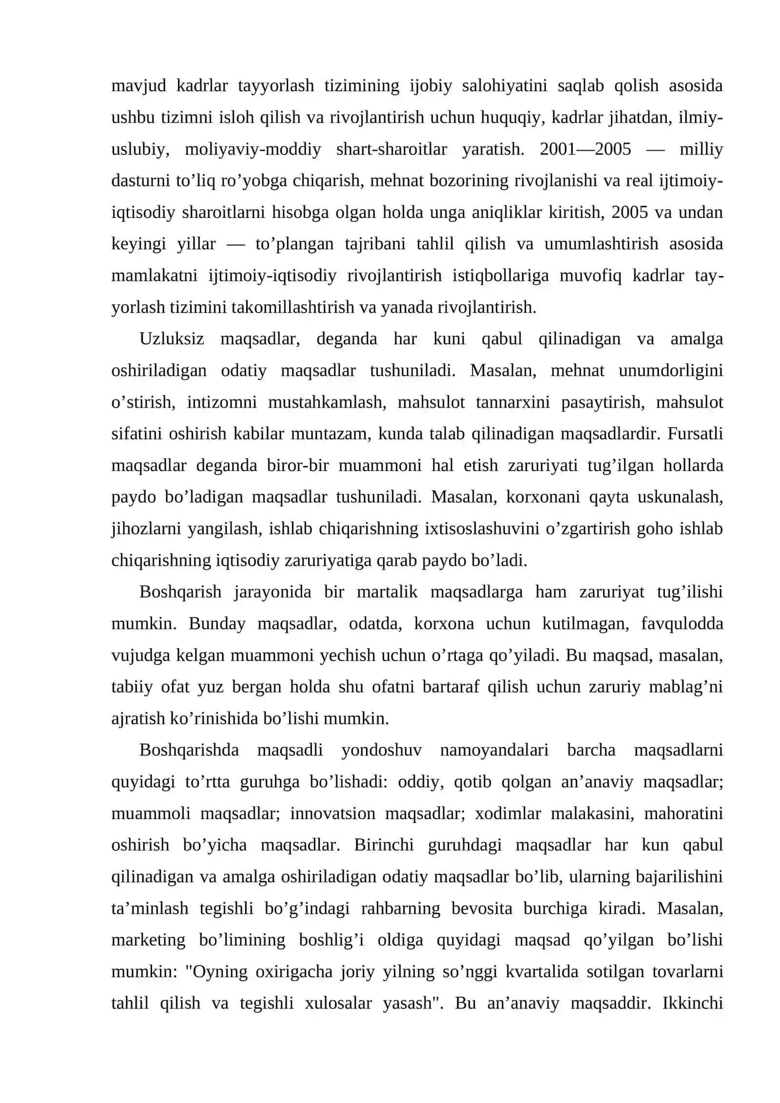 Menejment tizimida maqsad va vazifalarni o’rni 3
