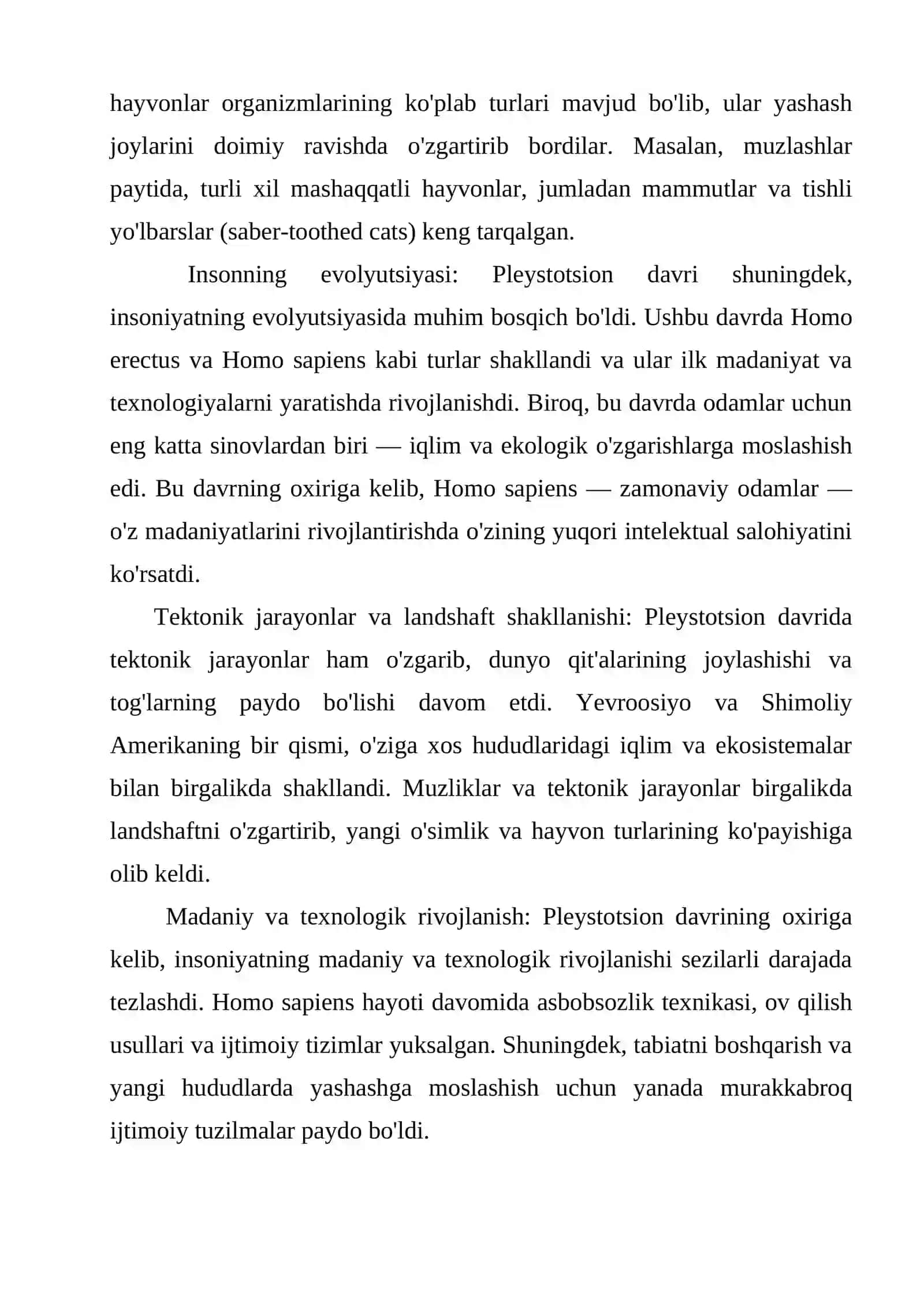 Pleystotsion davrining preodizatsiyasi va umumiy tavsif 3