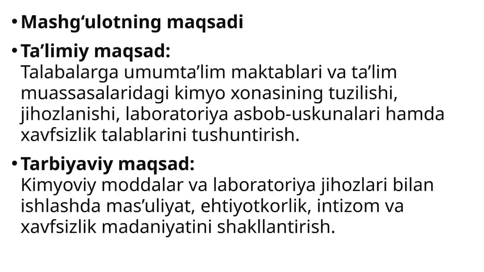 Kimyoxonasining jihozlanishiga qo‘yilgantalablar 3