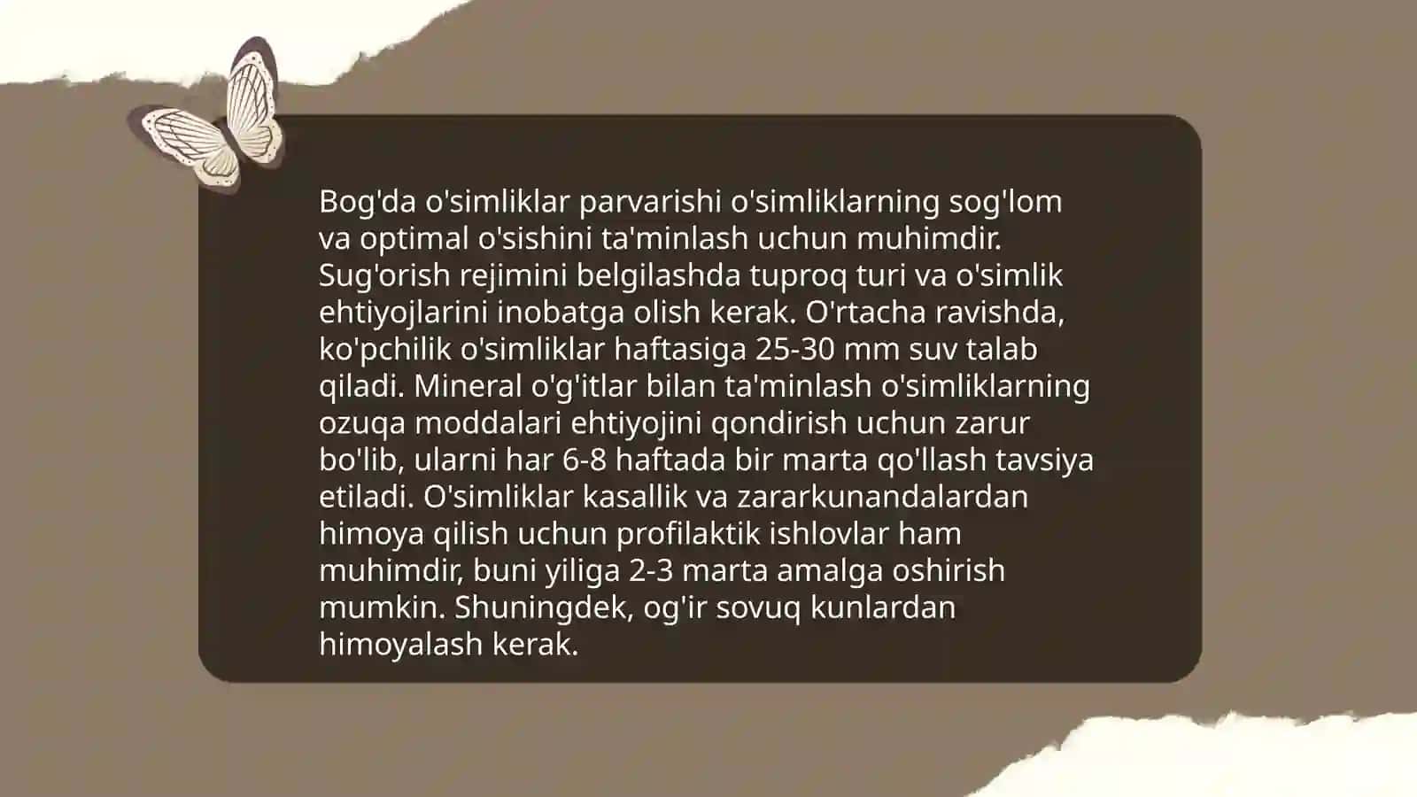 Bog'da o'simliklar parvarishi 3