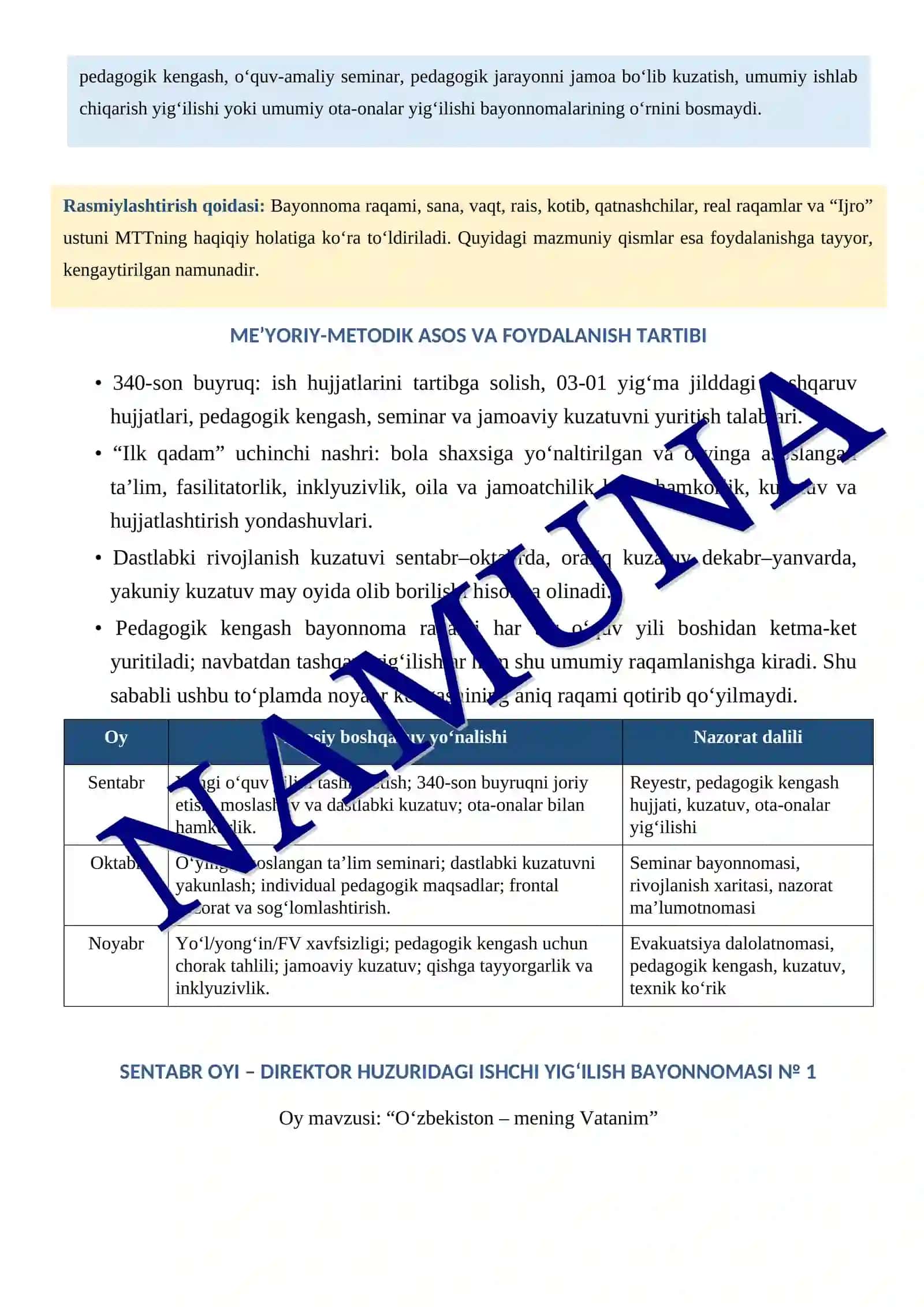 340-sonli buyruq, “Ilk qadam” milliy o‘quv dasturining uchinchi nashri va amaldagi tegishli talablar asosida qayta ishlangan namunaviy hujjat 3