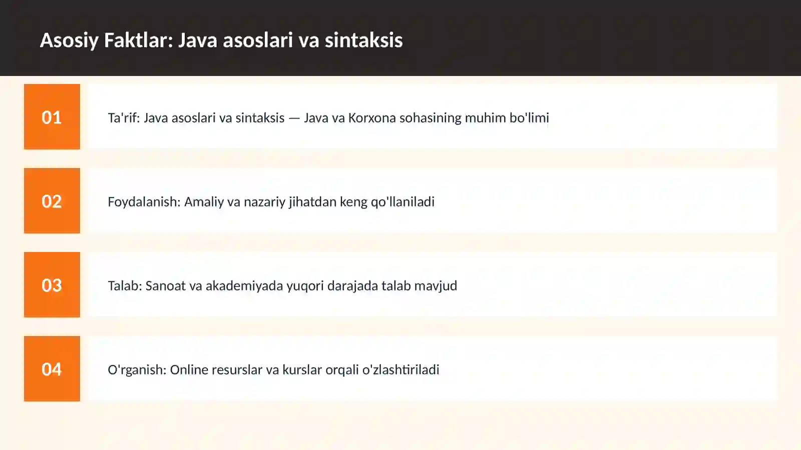 Java asoslari va sintaksis 3