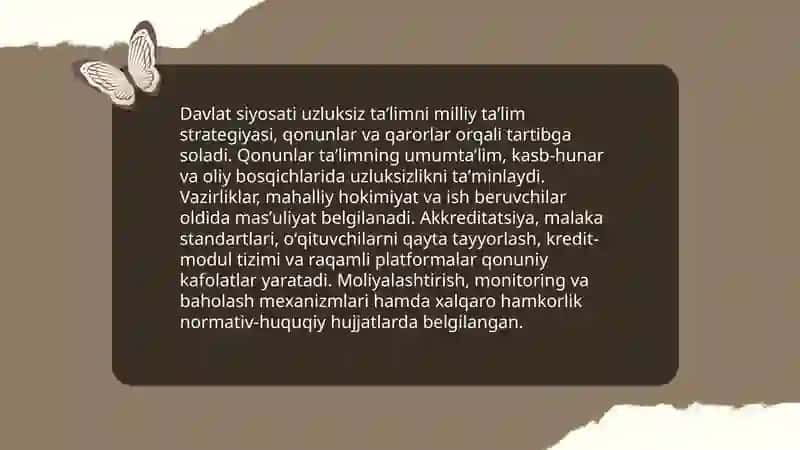 Uzluksiz taʼlim tizimida davlat tizimining oʻrni va ahamiyati 3