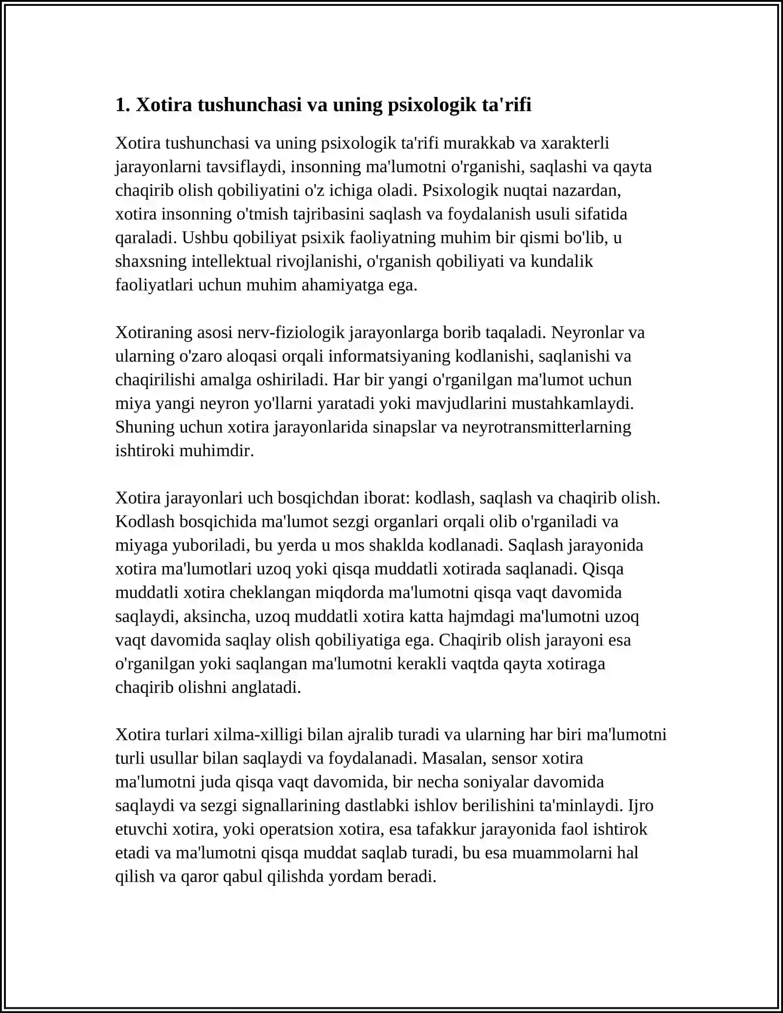 Xotira Haqida Tushuncha va Uning Nerv-Fiziologik Asoslari 3