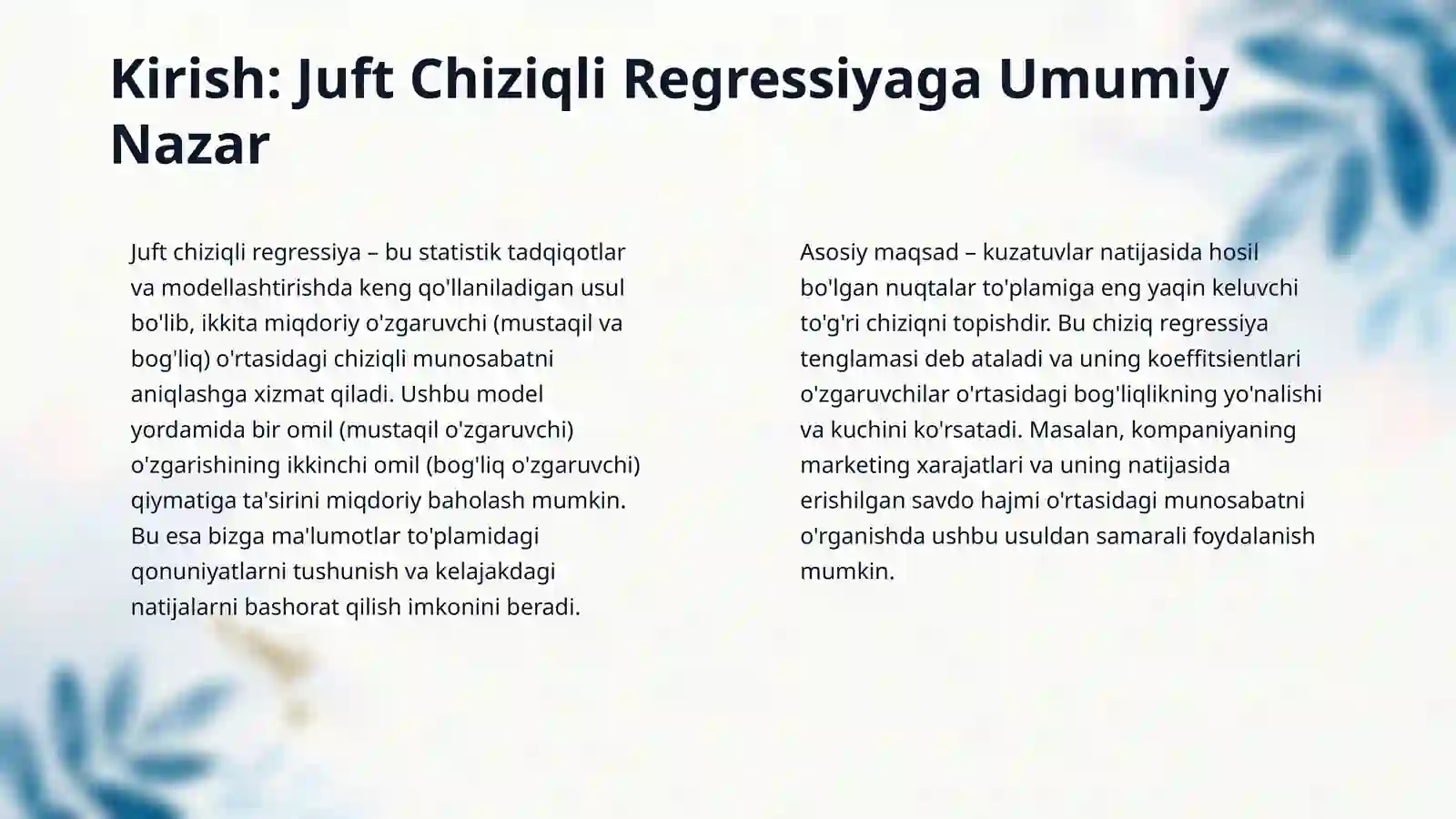 Juft chiziqli regressiya 3