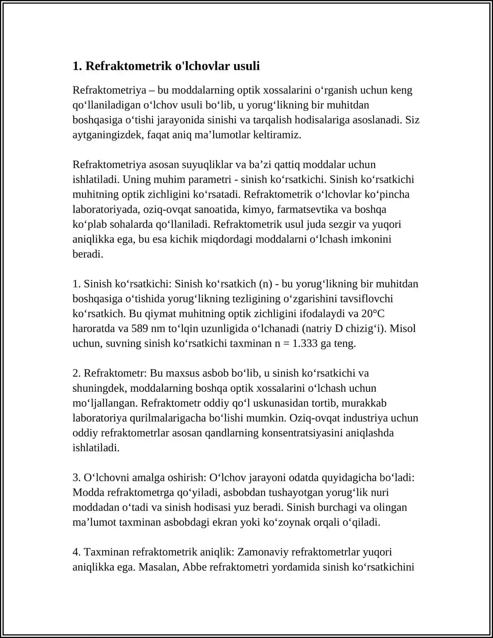 TAXLILNI REFRAKTOMETRIYA USULI. FARMASEVTIK TAXLILDA QO'LLANISHI 3