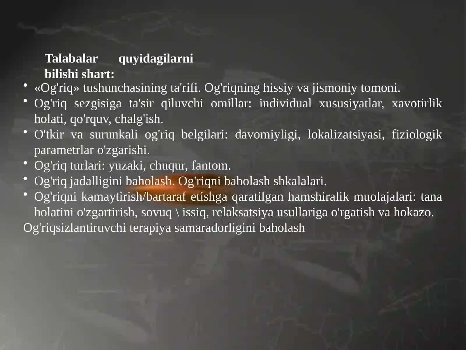 Og'riq sindromida hamshiralik yordami 3