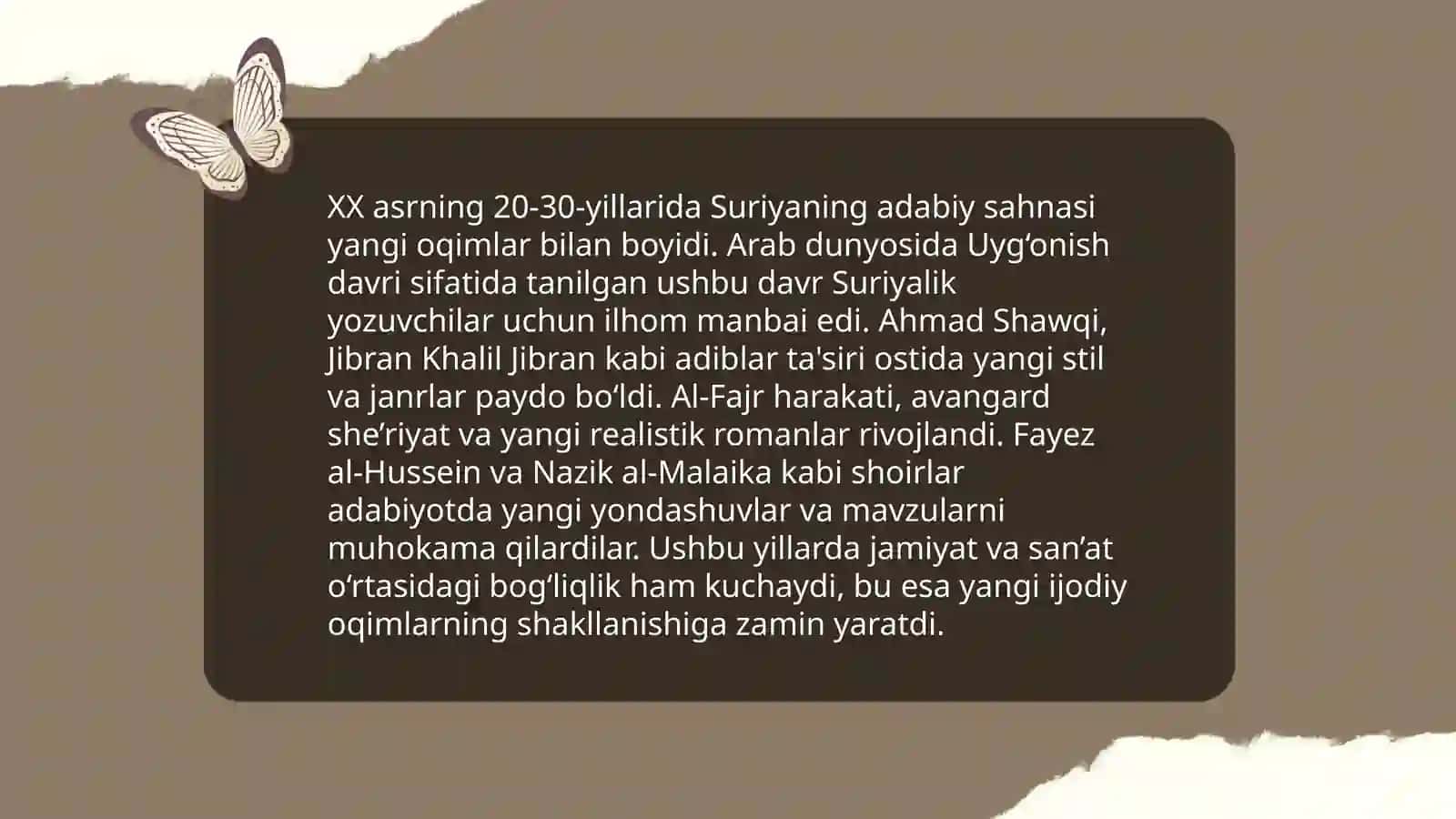 XX asrning 20-30 yillarini Suriya nasrnavisligi 3