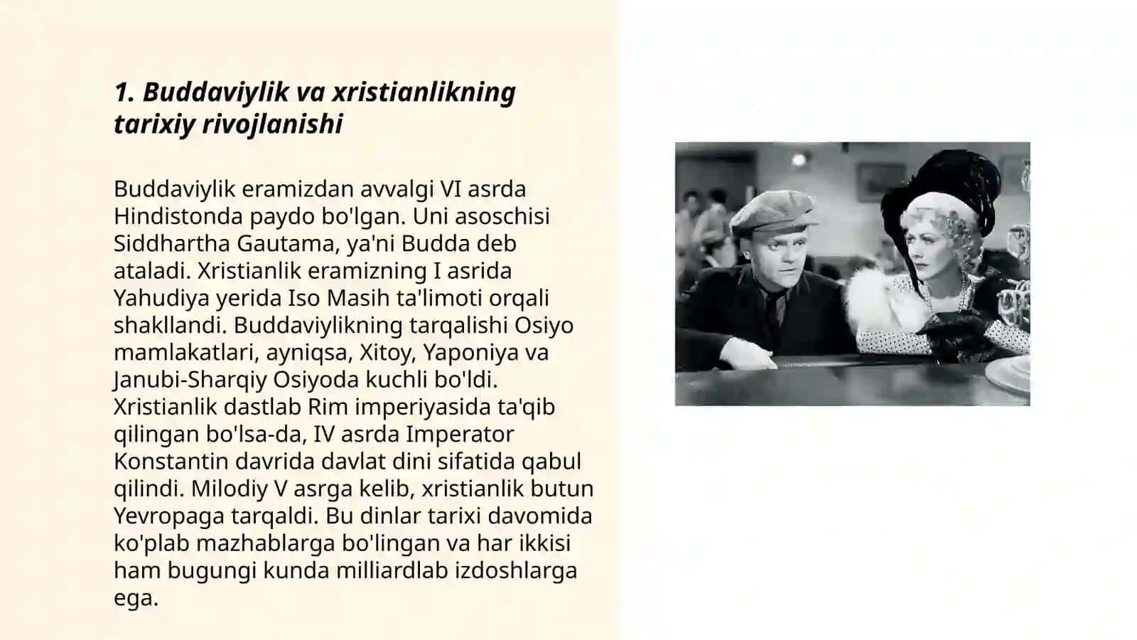 Buddaviylik va xristianlik dinining jamiyatdagi oʻrni 3