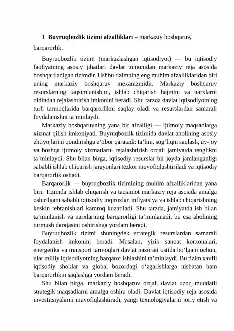Buyruqbozlik va Bozor Iqtisodiyoti Tizimlarining Afzallik va Kamchiliklarni Tahlil Qilish 3