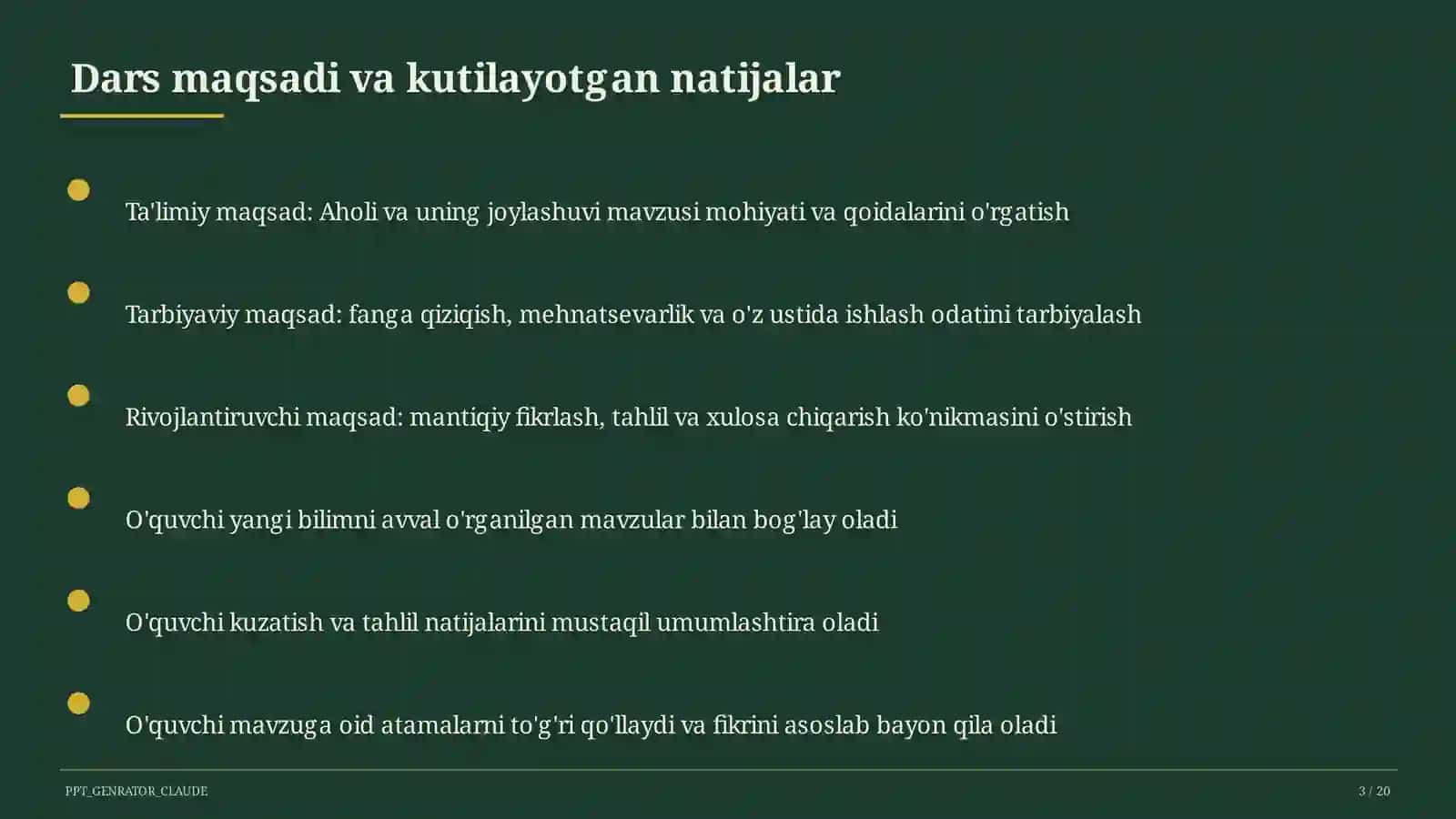Aholi va uning joylashuvi (6-sinf) 3