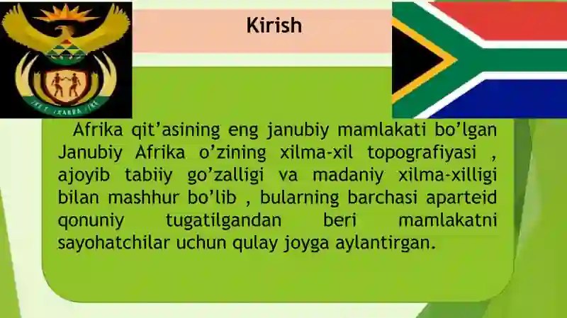 Janubiy Afrika Respublikasida xizmat ko’rsatish sohalarining hududiy rivojlanishi. Taqdimot. 3
