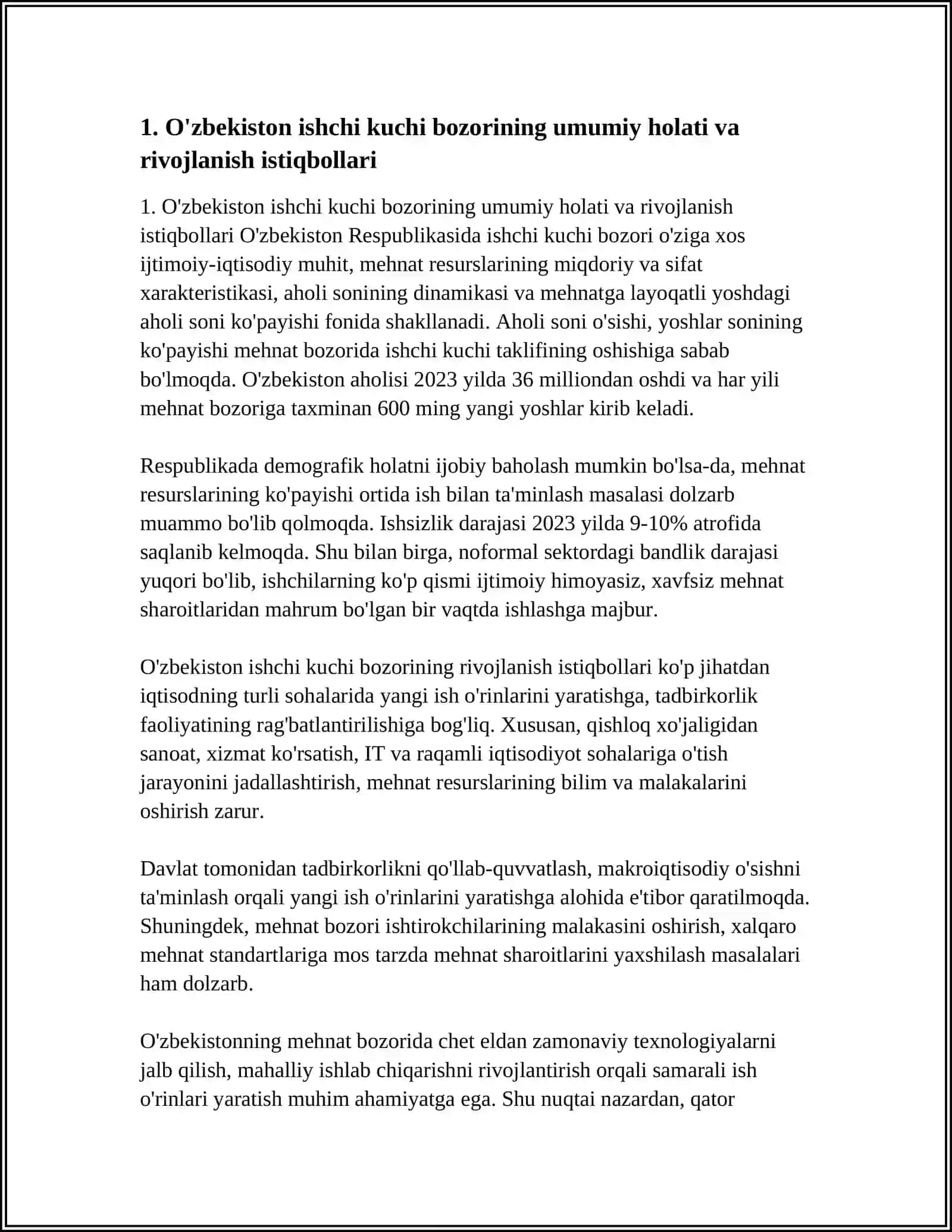 O‘ZBEKISTON ISHCHU KUCHI BOZORINI SHAKILLANTIRISH VA TARTIBGA SOLISH MUOMMOLARI 3