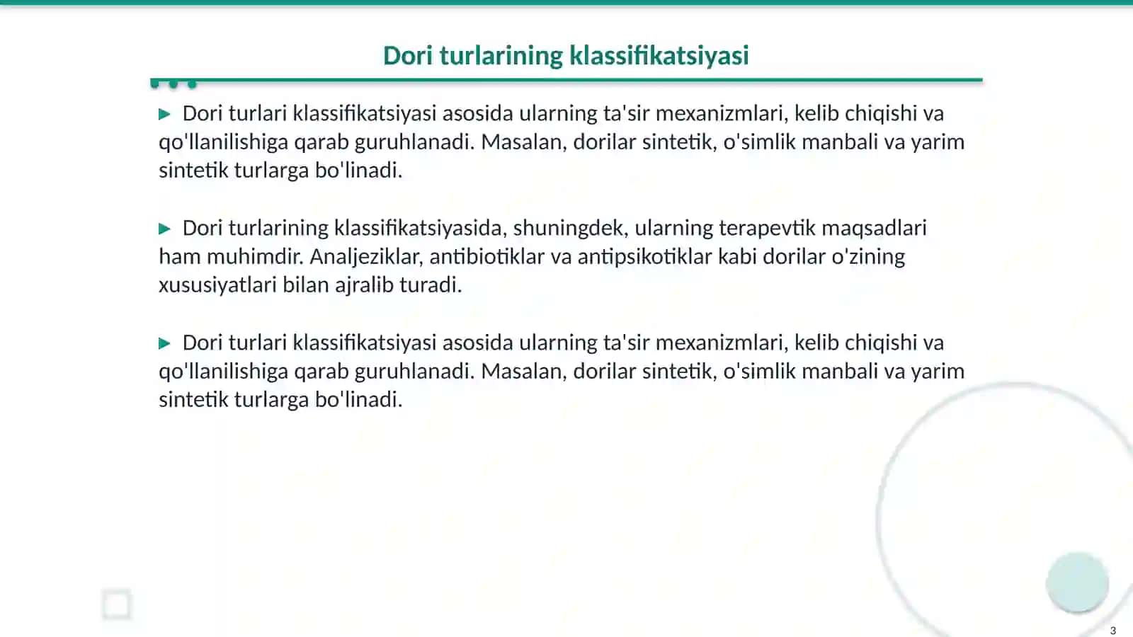 Dori turlari 3