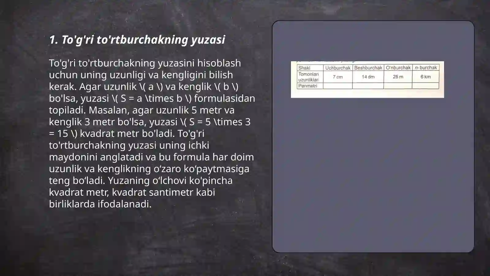 Yuza va perimetr ( 4-sinf ) 3