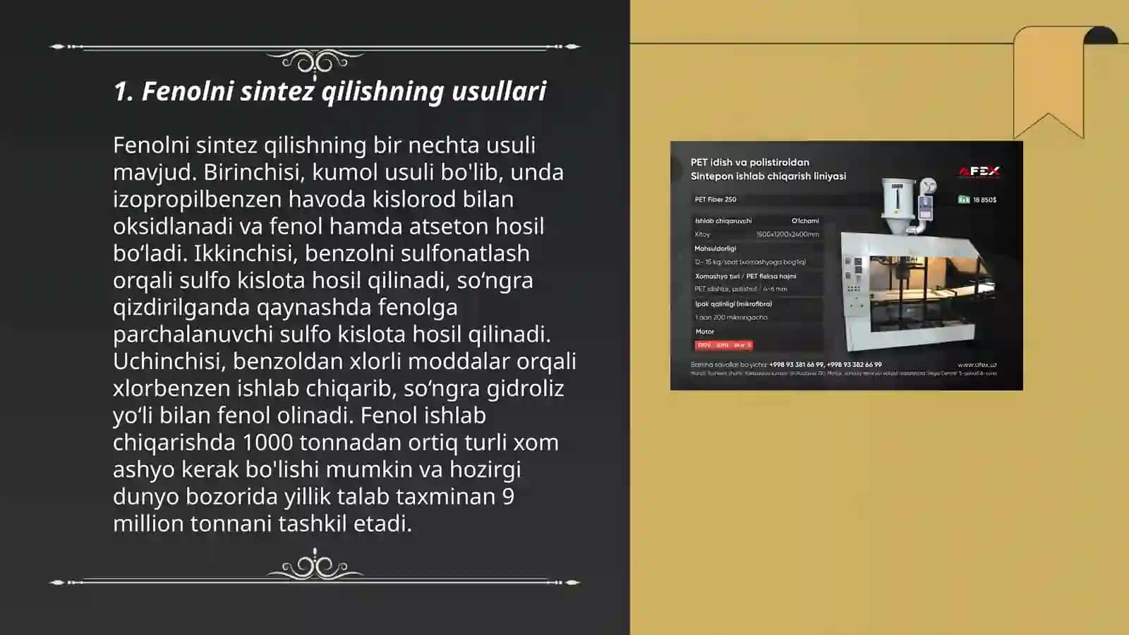 Fenol guruhi nonomerlarini olishning kimyoviy texnalogiyasi 3