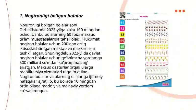 Inklyuziv ta'limga jalb etiladigan alohida ta'lim olish ehtiyoji bo'lgan bolalar toifalari 3