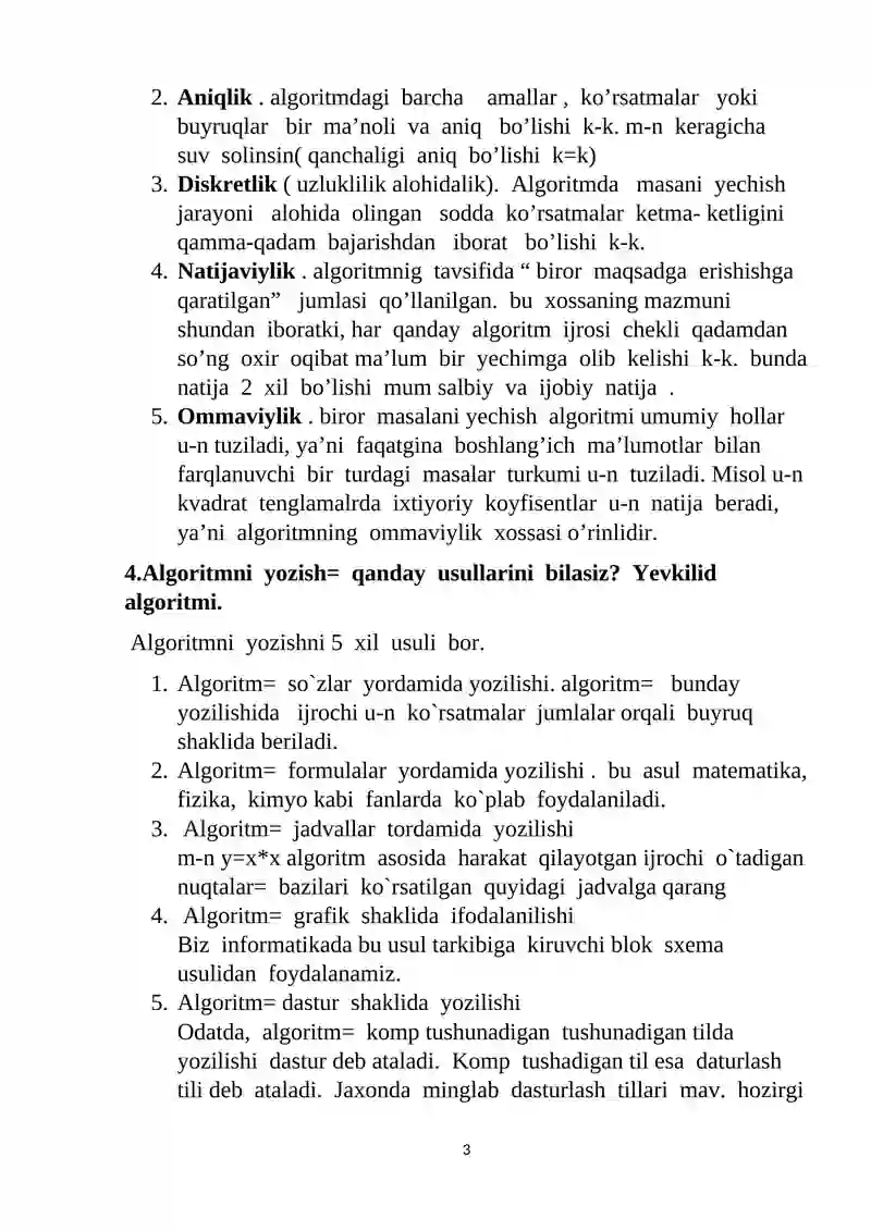 Algoritmlar va ma'lumotlar strukturasi 3