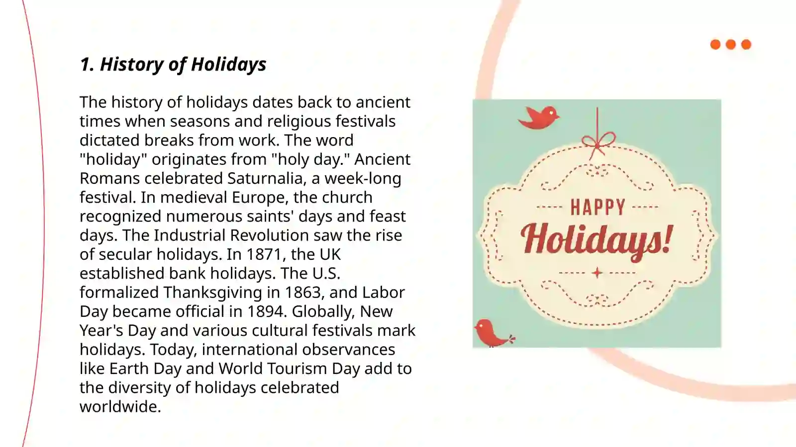 History of Holidays 3