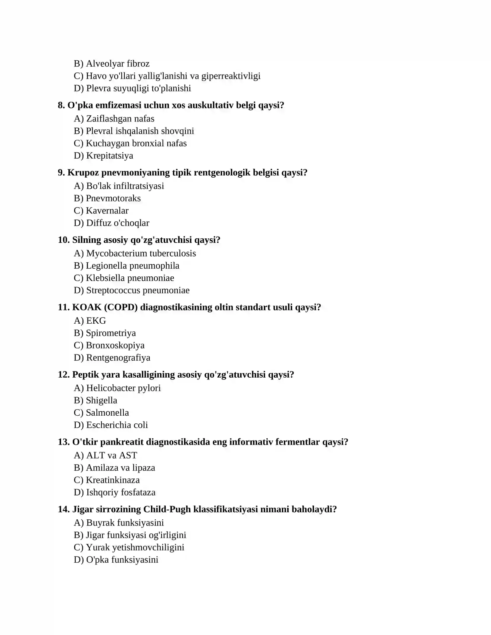 Klinik ordinatura test savollari 3