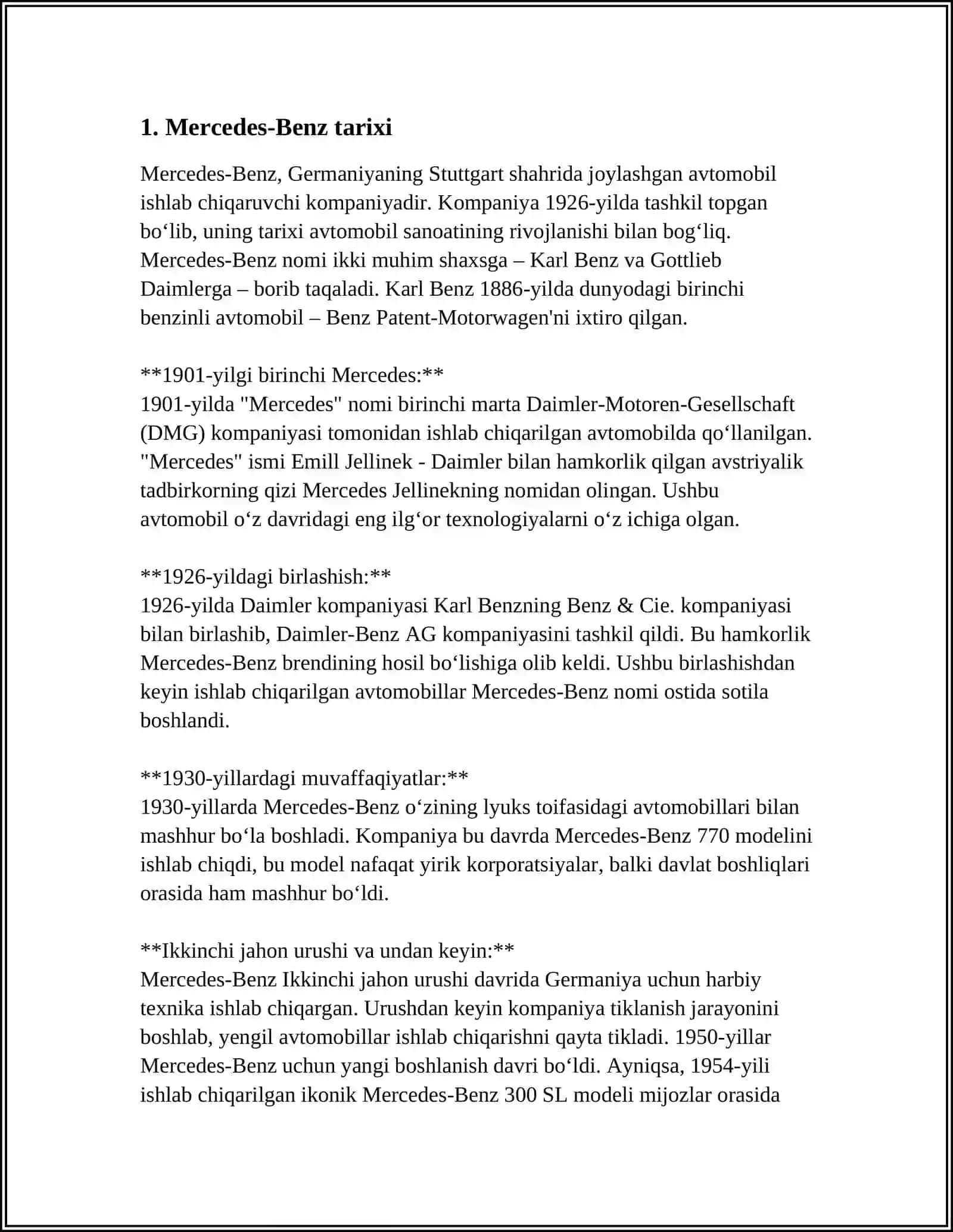 MAVZU MERSEDES BENZ MASHINALARI HAQIDA 3