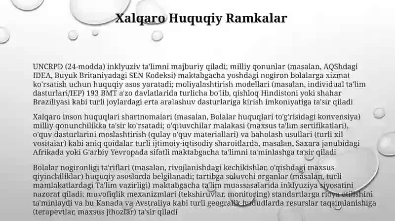 Nogiron bolalar uchun maktabgacha ta'limning huquqiy me'yoriy asoslari 3
