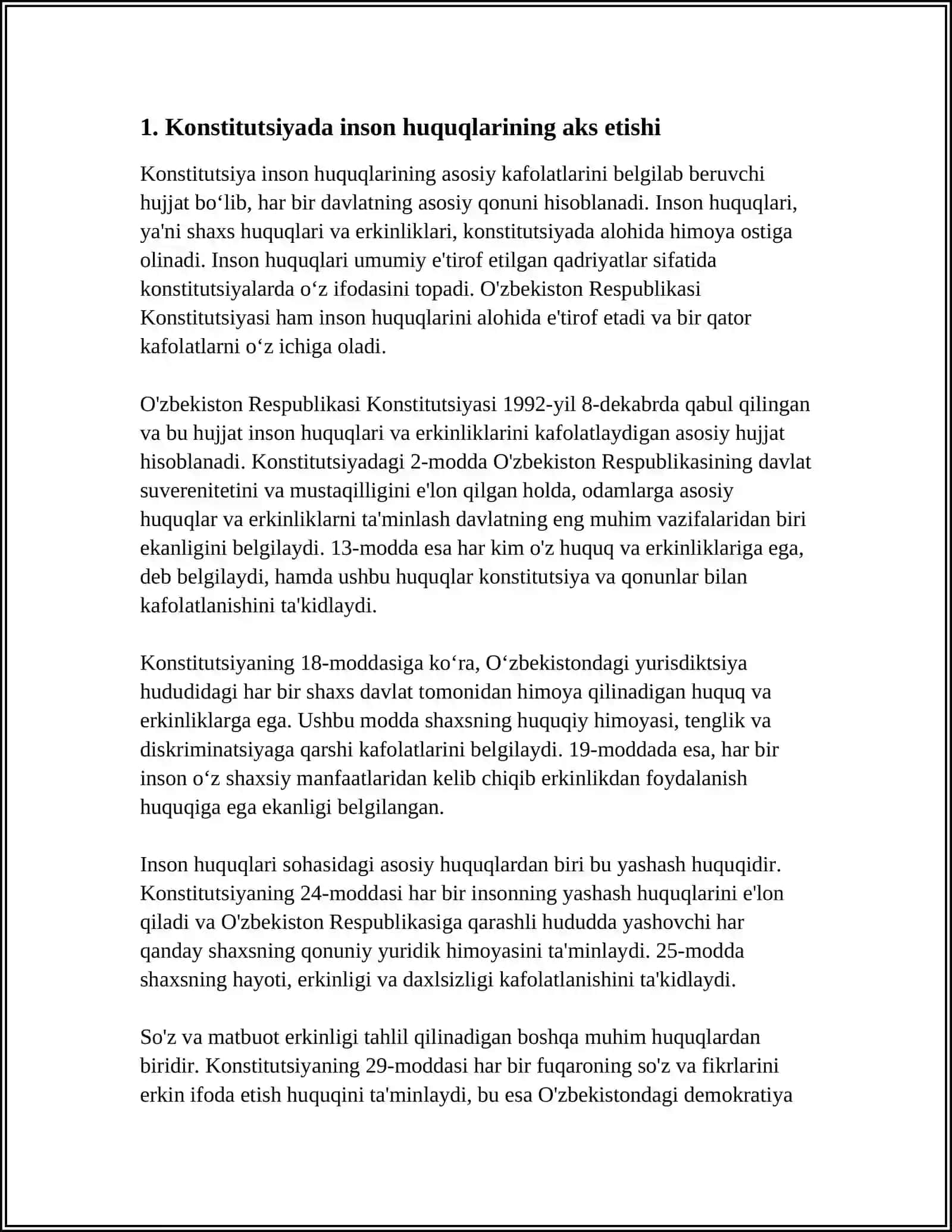 YANGI OʻZBEKISTONDA INSON HAQ- HUQUQLARI VA ERKINLIKLARI KAFOLATINING YARATILISHI 3