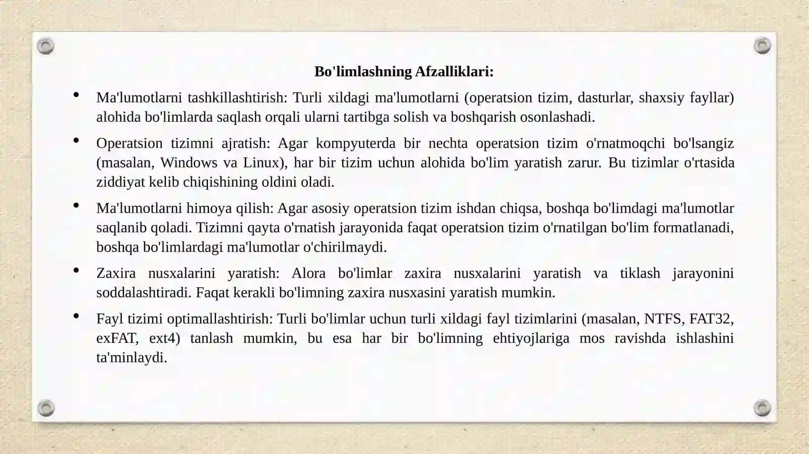 Disklarnibo'limlashvaformatlash 3