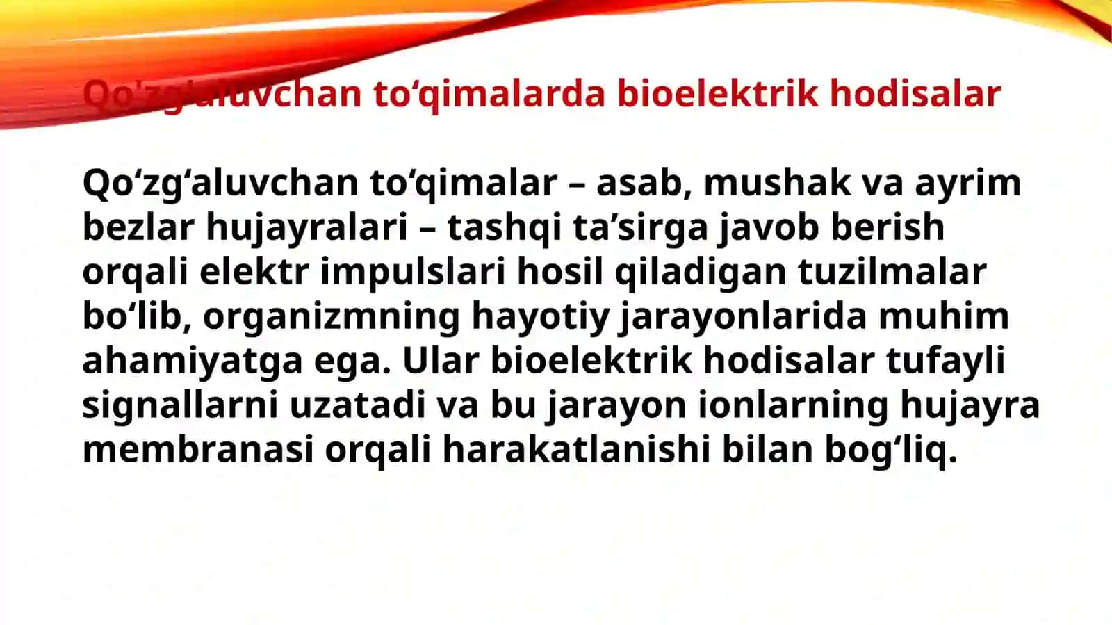 Qo'zg'aluvchan to'qimalarda biyoelektrik hodisalar 3