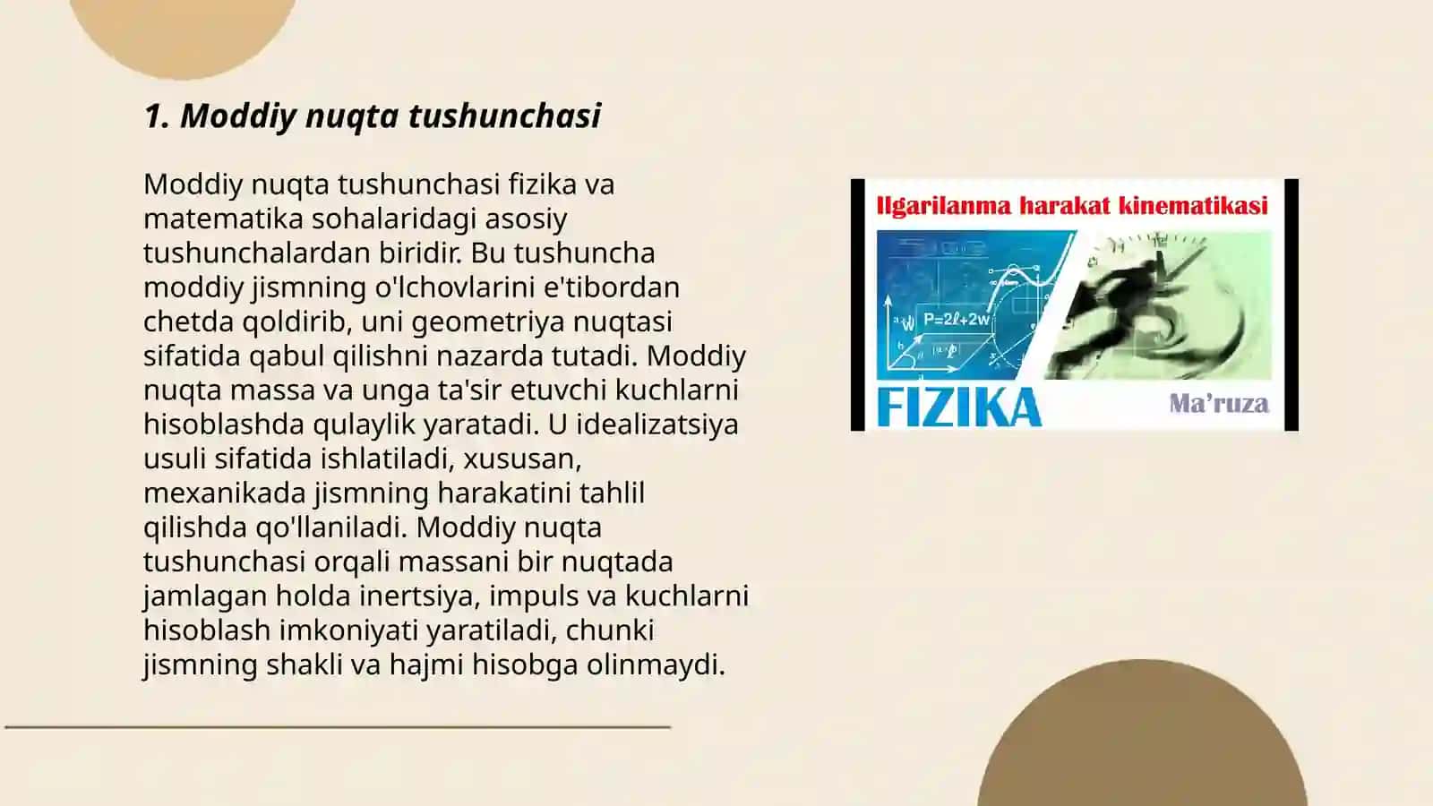 Moddiy nuqtaning ilgarilanma va aylanma harakati kinematikasi 3