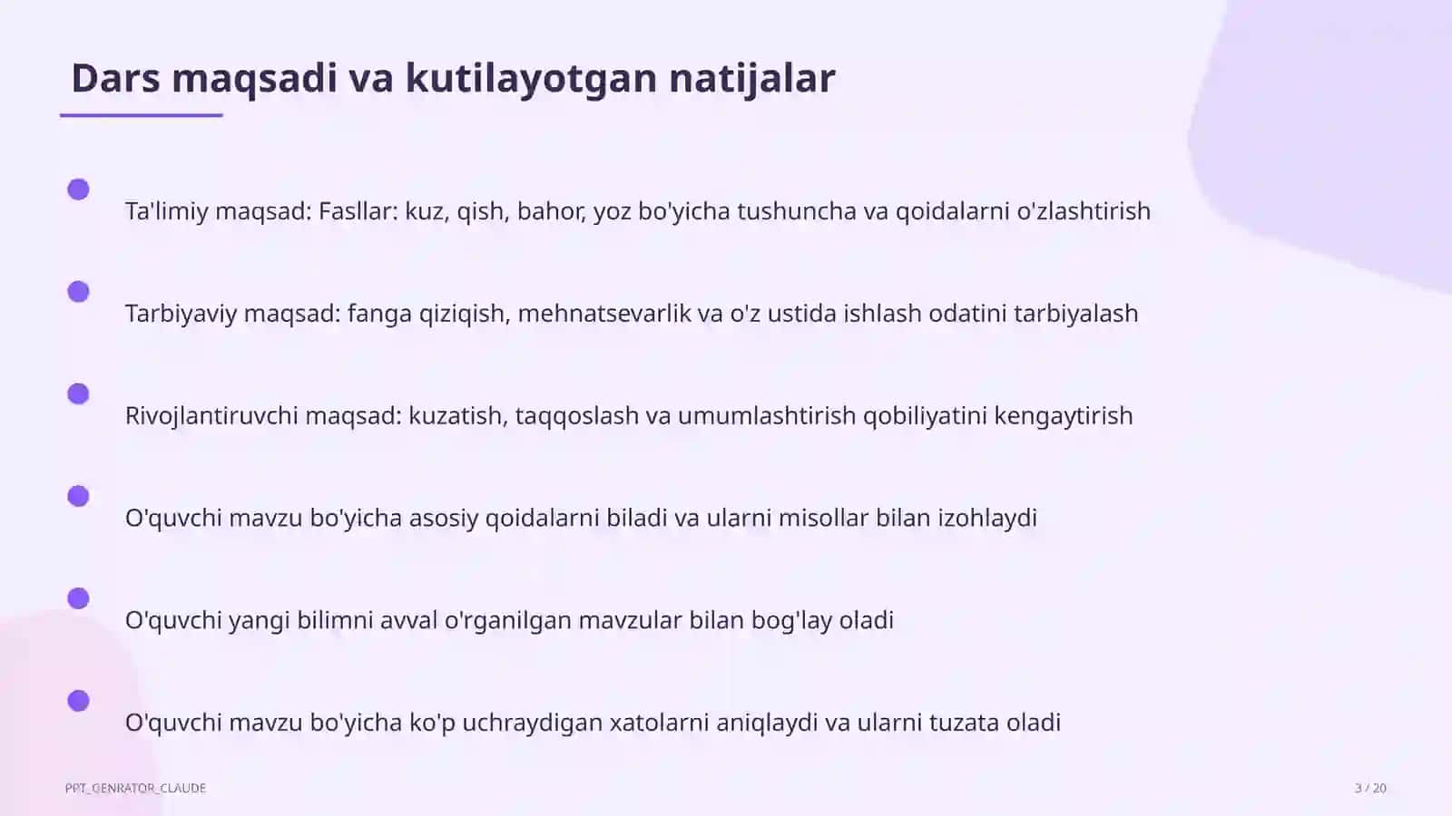 Tabiatshunoslik Dars Rejasi 3