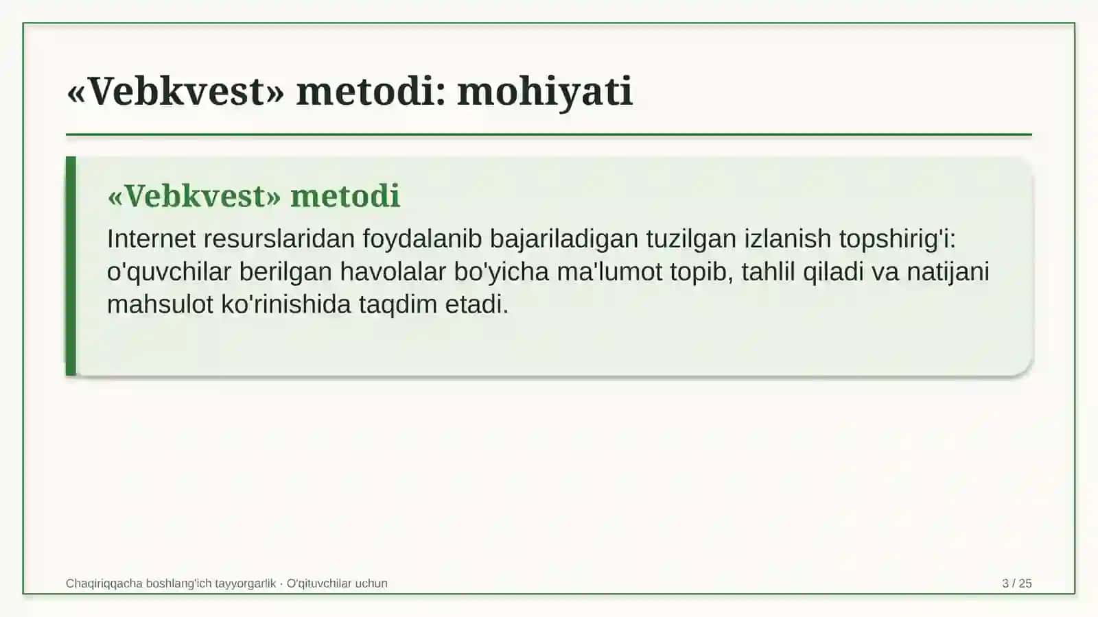 chaqiriqqacha boshlang'ich tayyorgarlik darslarida vebkvest metodidan foydalanish 1384 3