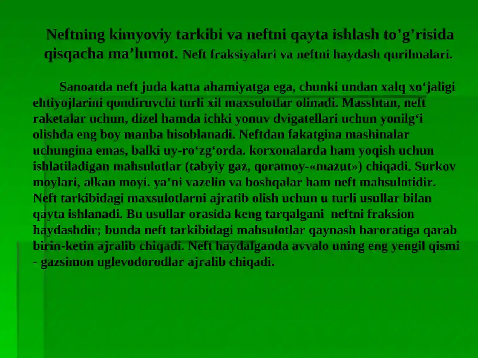 Neft kimyosi va neftni qayta ishlash 3