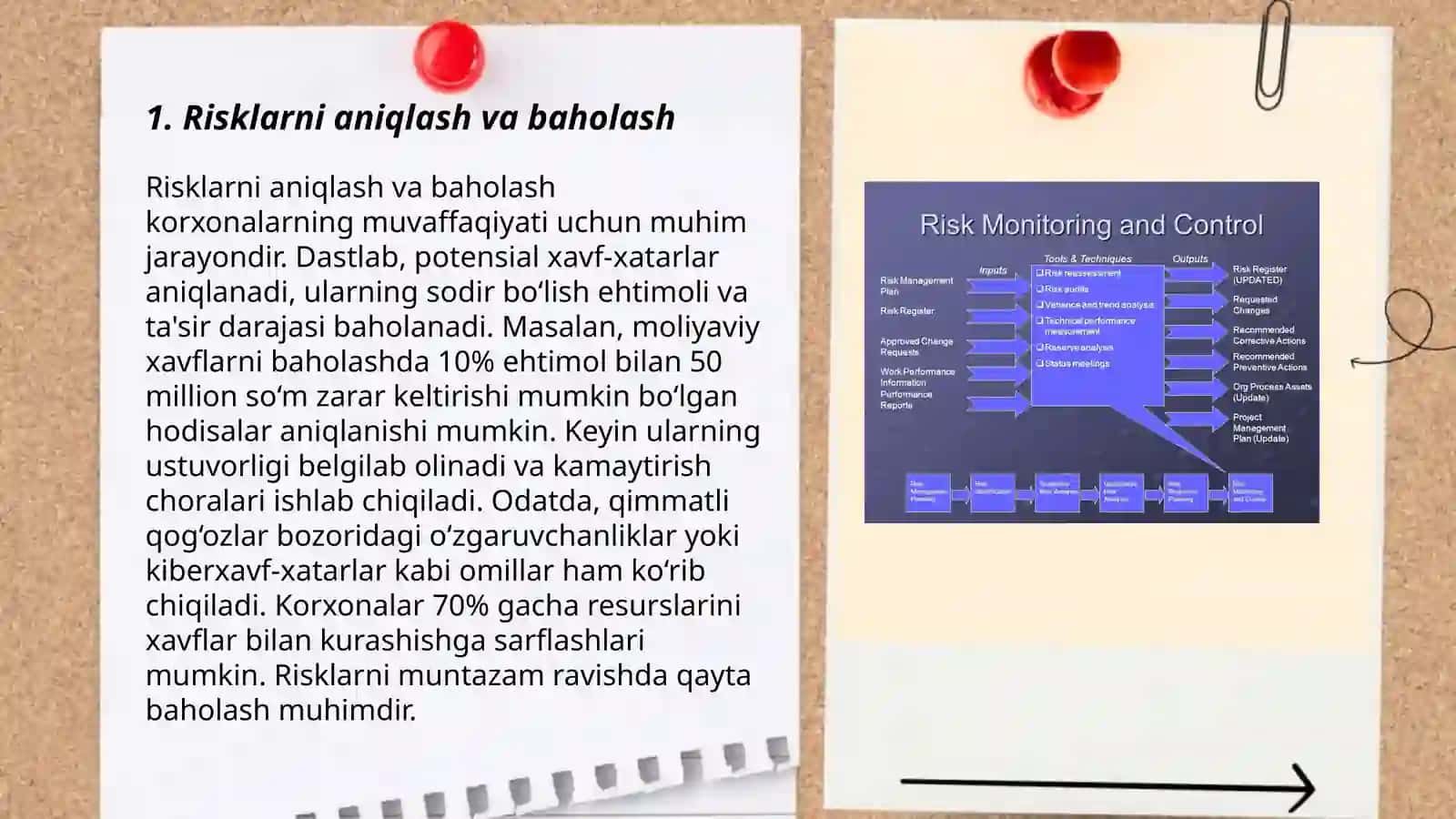 Risklarga ta'sir kòrsatish variantlarini tanlash risklarni boshqarish rejalarini tayyorlash va amalga oshirish 3