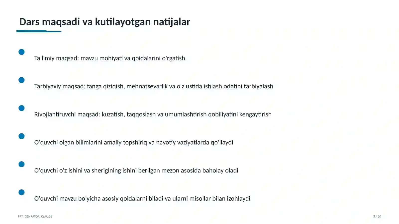 Dars rejasi 3