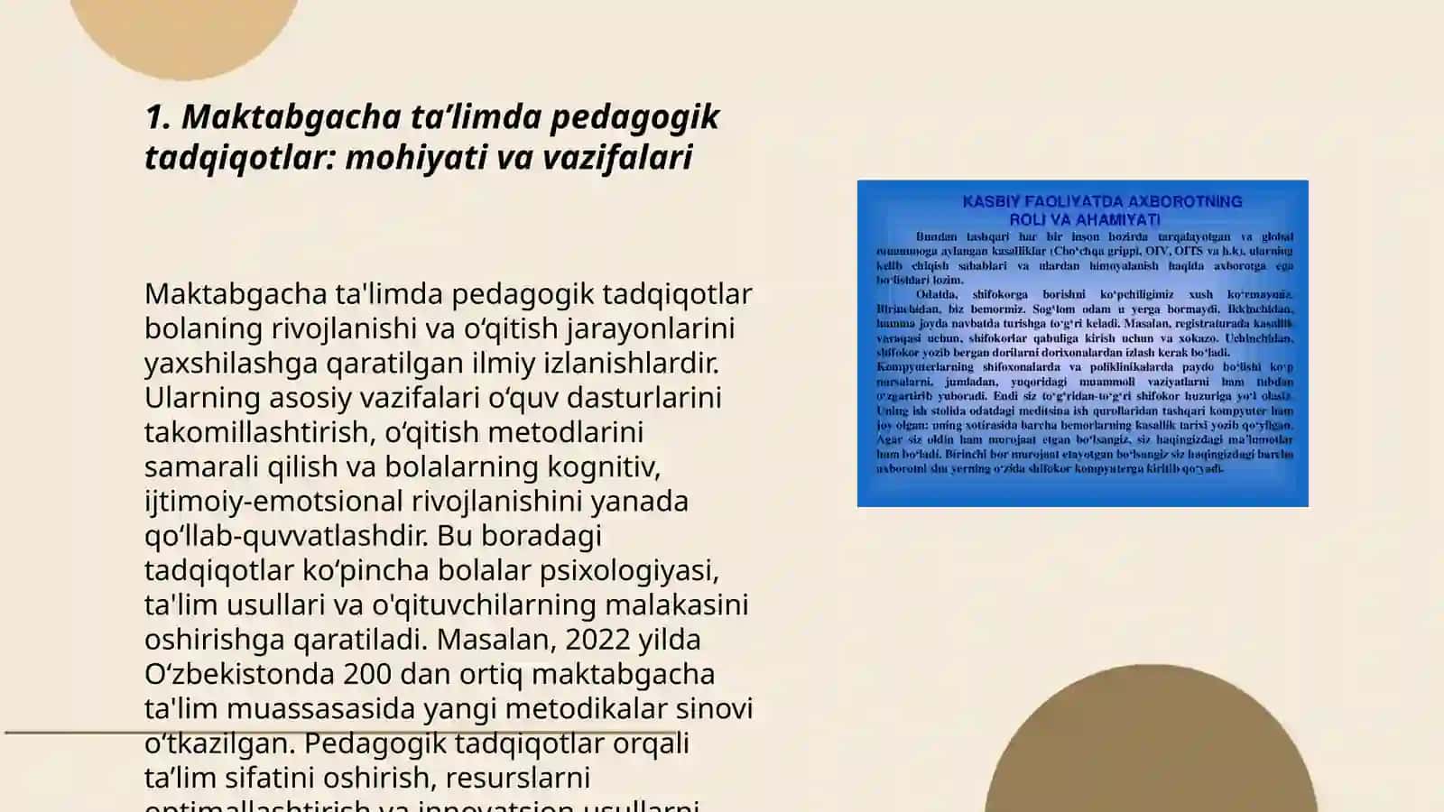 Maktabgacha pedagogik tadqiqotlarni mazmun va mohiyati Va tadqiqotlarning metodologik 3